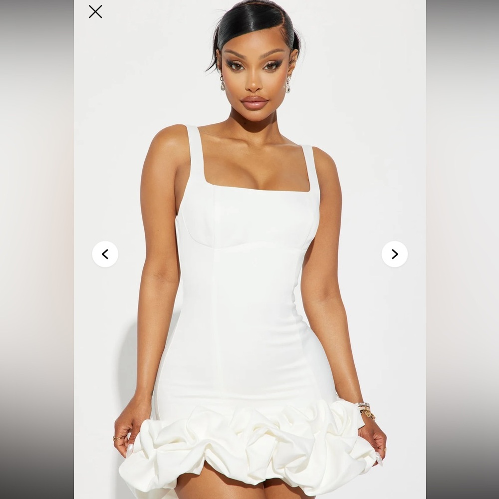 Fashion Nova White Ruched Bodycon Mini Dress / Bridal Shower